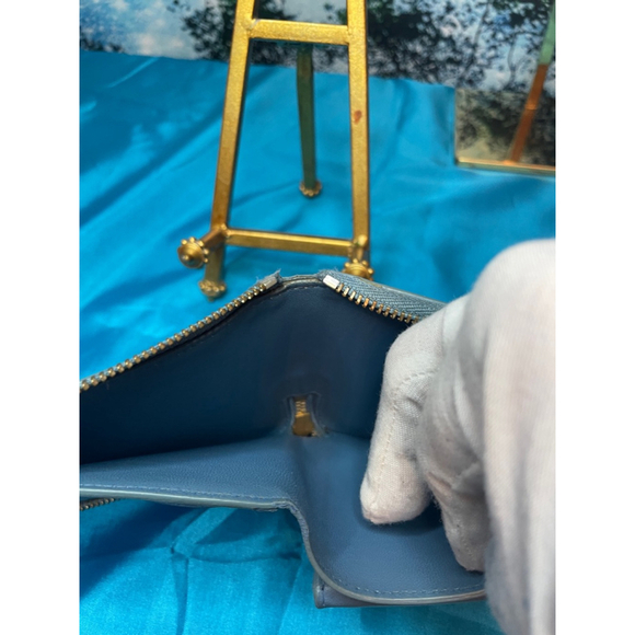 Celine Wallet Unisex Two Tone Blue Leather Zip Around Excellent Condition - Picture 8 of 15